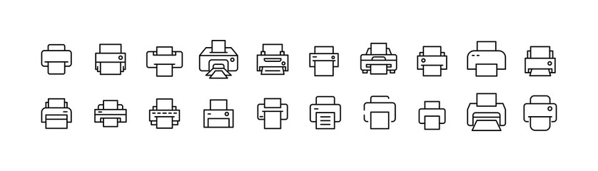 Stroke vector printer line icons