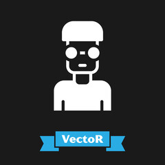 Poster - White Nerd geek icon isolated on black background. Vector.
