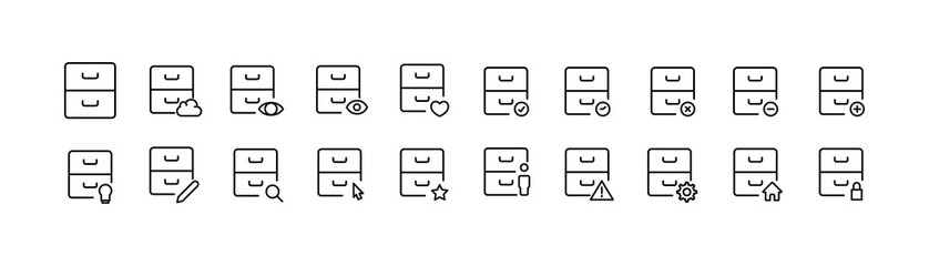 Canvas Print - Editable vector pack of archive line icons.