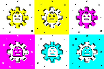 Poster - Set Robot icon isolated on color background. Artificial intelligence, machine learning, cloud computing. Vector.