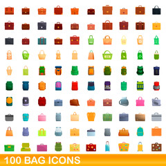 Poster - 100 bag icons set. Cartoon illustration of 100 bag icons vector set isolated on white background