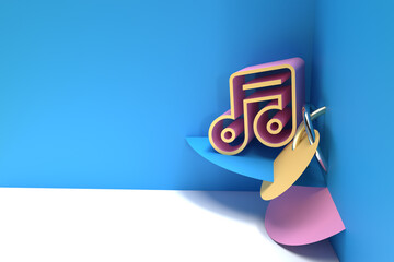 Wall Mural - 3D Render Abstract Music Note Banner Flyer Poster 3D illustration Design.