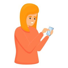 Poster - Girl using smartphone icon. Cartoon of girl using smartphone vector icon for web design isolated on white background