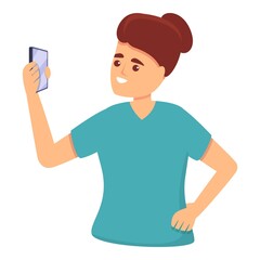 Poster - Smart using smartphone icon. Cartoon of smart using smartphone vector icon for web design isolated on white background
