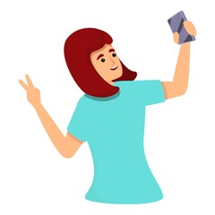 Poster - Smartphone girl selfie icon. Cartoon of smartphone girl selfie vector icon for web design isolated on white background