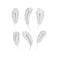 Naklejka na meble Bird feather silhouette vector design element set. Plum shape collection. Decorative plumage clipart isolated on white background
