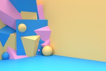 Fototapete - 3d render abstract background with space of your text. digital 3d illustration design.