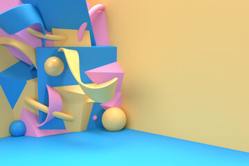 Fototapete - 3d render abstract background with space of your text. digital 3d illustration design.