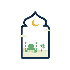 Wall Mural - Ramadan Kareem flat illustration with mosque