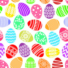 Sticker - Vector illustrations of Easter decorative eggs pattern seamless