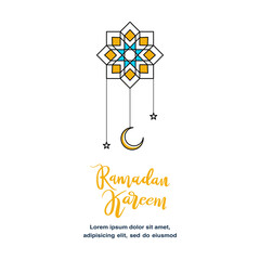 Wall Mural - Cute Ramadan Kareem greeting flat illustration