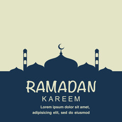 Wall Mural - Ramadan Kareem flat illustration with mosque