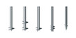© NiRain - Isometric vector illustration steel screw round piles isolated on white background. Set of realistic foundation piles icons in flat cartoon style. Different shapes screw piles. Construction material.