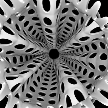 Geometrischer Körper mit Löchern - Futuristische Lineart 3D Illustrationen, Hintergrund ~ 3D Rendering