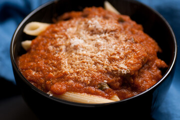 Sticker - penne pasta with meat sauce