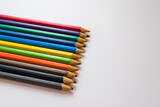 Fototapeta Tęcza - Selective focus. Colored pencils close-up, side view with macro. trim share.