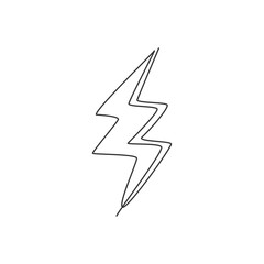 Poster - Single continuous line drawing of thunder light bolt logo label. Energy power up lightening icon label concept. Modern one line draw graphic design vector illustration