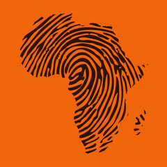 sketch fingerprint african continent map banner. dactylogram africa style poster. flat pattern afric