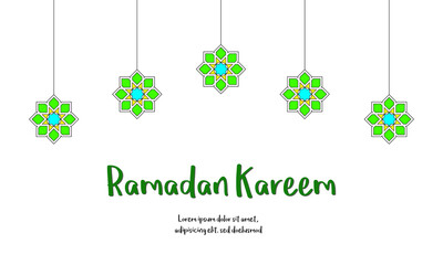 Ramadan Kareem greeting flat illustration with lantern