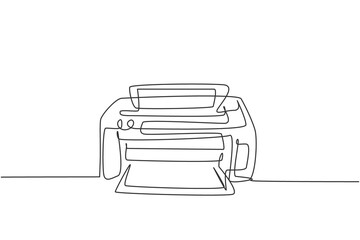 Aufkleber - One continuous line drawing of digital inkjet printer for company printing needs. Electricity small office equipment tools concept. Trendy single line draw design vector graphic illustration