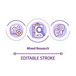 © bsd studio - Mixed research concept icon. Research that involves collecting and analysing data. Science expedition idea thin line illustration. Vector isolated outline RGB color drawing. Editable stroke
