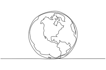 Poster - Round earth globe. Continuous one line drawing of world map minimalist vector illustration design on white background. Simple line draw modern graphic style. Hand drawn graphic concept for education