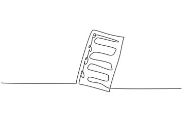 Poster - single continuous line drawing of sheet of paper with handwritten letter. back to school minimalist 
