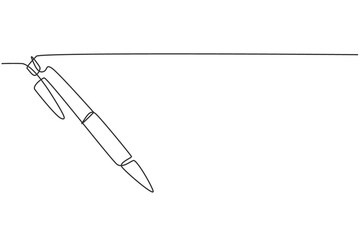 Poster - single one line drawing of classic ballpoint. pen icon. back to school minimalist, education concept
