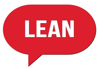 LEAN text written in a red speech bubble