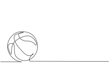 Poster - Single one line drawing of basketball on the floor. Ball for basketball game. Back to school minimalist, sport education concept. Continuous simple line draw style design graphic vector illustration
