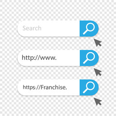 Sticker - Search bar for ui. WWW search. Search Franchise window browser. Vector illustration