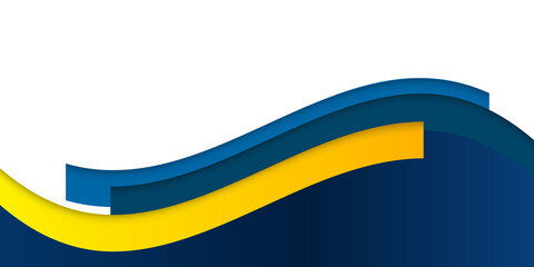 Poster - Abstract trendy blue yellow white gradient flowing geometric pattern background texture for poster cover design. Minimal business color gradient banner template. Modern vector wave shape for brochure 