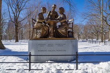 The Women's Rights Pioneers Monument Is A Sculpture By Meredith Bergmann In Central Park. New York City. USA