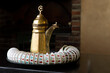 Traditional Arabic Coffee Mug and Coffee Cups, Turkish Coffee with cups.