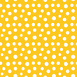 Yellow dotted seamless pattern. White dots on yellow background. Vector illustration.