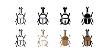 Rhinoceros Beetle Icon Set (8 Different Style Vector Icon Set)