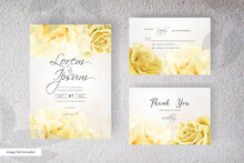 Minimalist Wedding Card Template With Yellow Floral And Watercolor Splash Concept