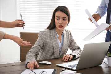 Poster - Businesswoman stressing out at workplace in office