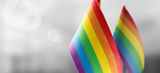 Wall Mural - Small national flags of the lgbt on a light blurry background
