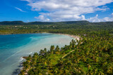 Fototapeta Uliczki - An aerial view in the Playa Aserradero in Samana province of Dominican Republic on a sunny day