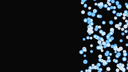 Poster - Stream of colored social media icons. Animation. Colored round social media icons move in stream on black background. Stream round notification icons on social networks