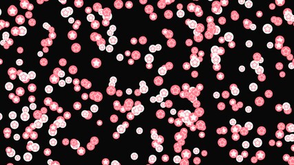 Poster - Stream of many circles with sign. Animation. Lots of colored circles with icon on black background. Stream of moving circles with sign