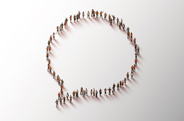 Wall Mural - Large group of people in the chat bubble shape.