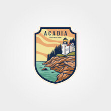 Acadia National Park Logo Sticker Patch Vector Symbol Illustration Design