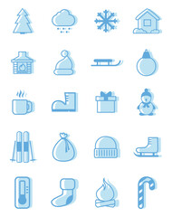 Sticker - Winter pack, illustration, vector on white background.