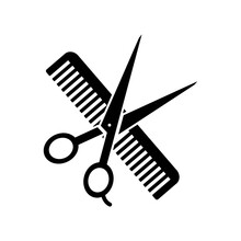 Comb And Scissors Icon. Vector Illustration.