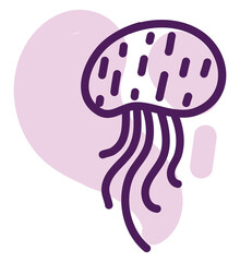 Poster - Jellyfish with small lines across it, illustration, vector on white background.