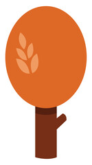 Sticker - Tree with orange leaves, illustration, vector on white background.