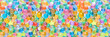 Abstract multicolored wide panoramic background with hydrogel beads texture. Water absorbent balls