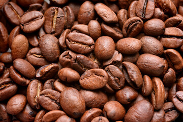 Background wallpaper of roasted coffee beans